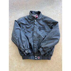 Vintage Jeff Hamilton Coors Light Leather Jacket XL Black D4